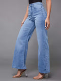 Women Light Blue Wide-Leg High-Rise Stretchable Shaping Jeans