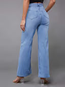 Women Light Blue Wide-Leg High-Rise Stretchable Shaping Jeans
