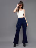 Women's Navy Blue Bootcut High rise Regular Stretchable Denim Jeans