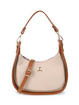 Women Casual Beige Shoulder Bag with Detachable Sling