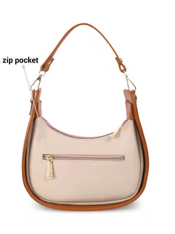 Women Casual Beige Shoulder Bag with Detachable Sling