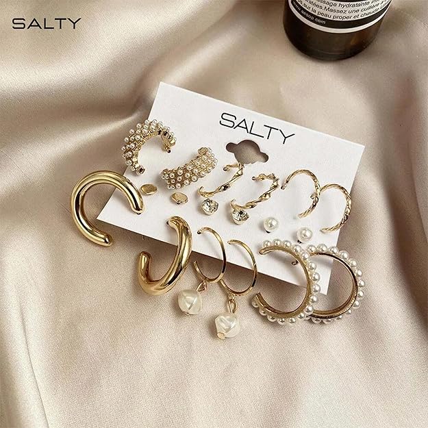 SALTY Anti Tarnish Earrings for Women | Stylish Fashion Jewellery | Accessories for Girls | Minimal Jewelry | Ideal for Gifting | Gift for wife, Girlfriend, Anniversary, Marriage, Birthday, Valentine day