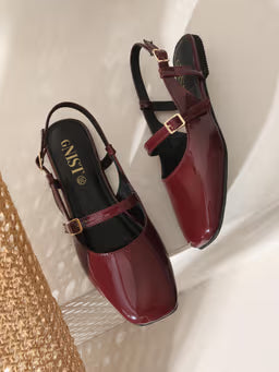 Square Toe Maroon Sandals
