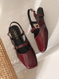 Square Toe Maroon Sandals