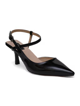 Women Pu Backstrap Fashion Party Black Heels