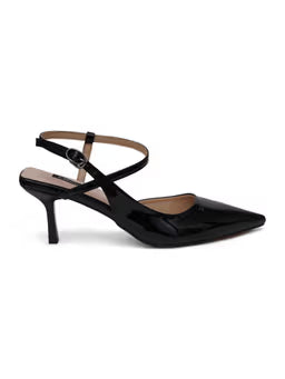 Women Pu Backstrap Fashion Party Black Heels