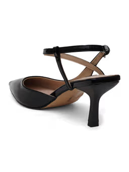 Women Pu Backstrap Fashion Party Black Heels