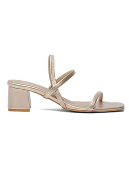 Amaris Gold Strappy Block Heels Sandals