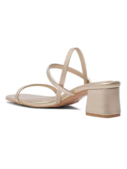 Amaris Gold Strappy Block Heels Sandals