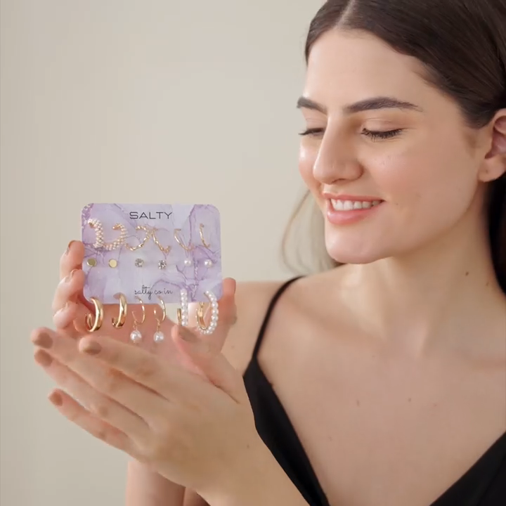 SALTY Anti Tarnish Earrings for Women | Stylish Fashion Jewellery | Accessories for Girls | Minimal Jewelry | Ideal for Gifting | Gift for wife, Girlfriend, Anniversary, Marriage, Birthday, Valentine day